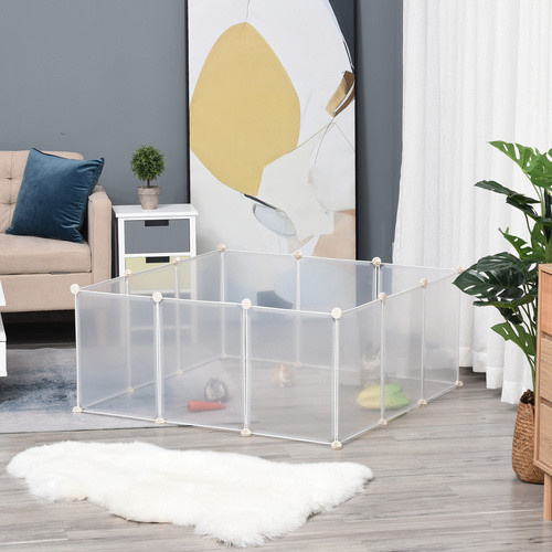 PawHut Auslaufgehege aus Metall und Polypropylen in Weiss, B/H/T: 105 x 45 x 105 cm - Bild 2
