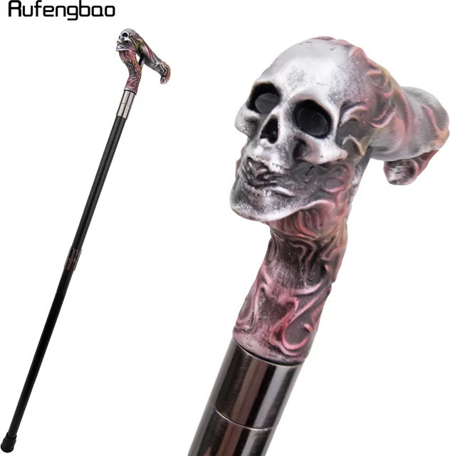 Rufengbao Dekorativer Gentleman-Stock mit Totenkopf-Design in Silber, Höhe: 96 cm - Bild 1