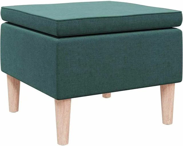 vidaXL Hocker in Dunkelgrün mit Holzbeinen aus Gummholz und Stoffbezug, B/T/H: 42 x 42 x 52 cm - Bild 1
