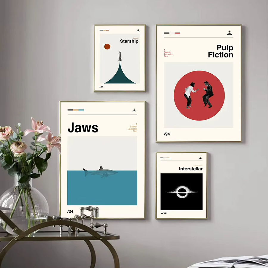 FajerminArt Mid Century Art Prints Interstellares Raumschiff Retro Poster als Leinwandgemälde Abstraktes Wandbild in Mehrfarbig - Bild 3