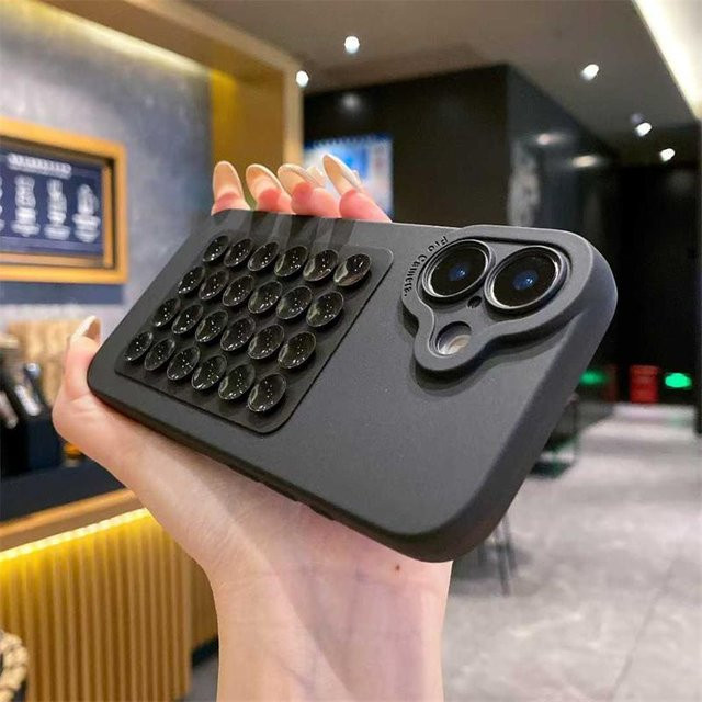 WAYN Luxus Saugnapf Airbag Silikon TPU Handyhülle für iPhone 15 Pro Schwarz - Bild 1