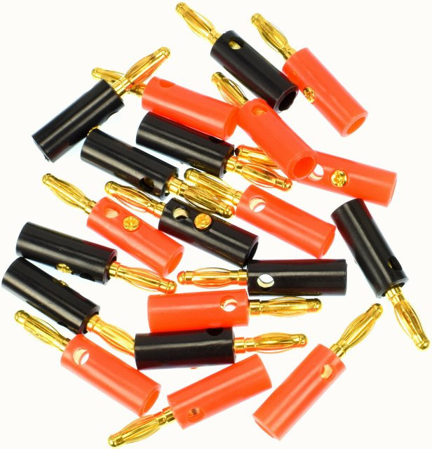 5 bis 10 Paare vergoldete 4,0 mm Bananenstecker Audio-Lautsprecher Kabel Adapter in Rot und Schwarz - Bild 1