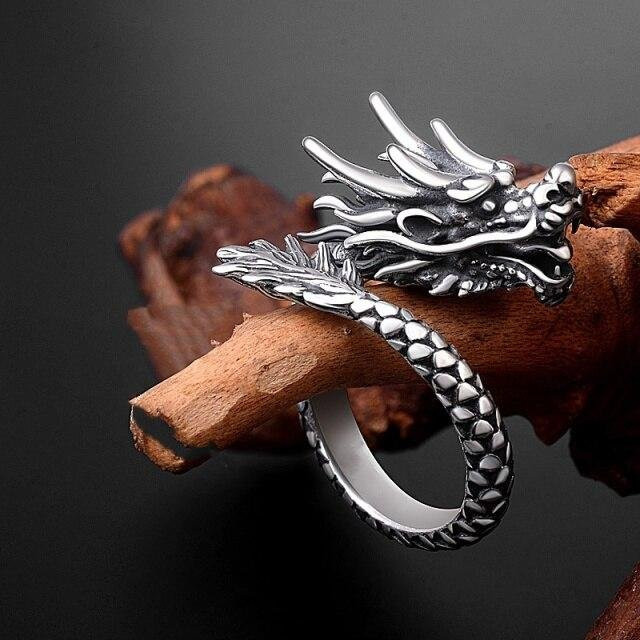 Drachenring 925 Silber, Unisex, Vintage - Bild 1