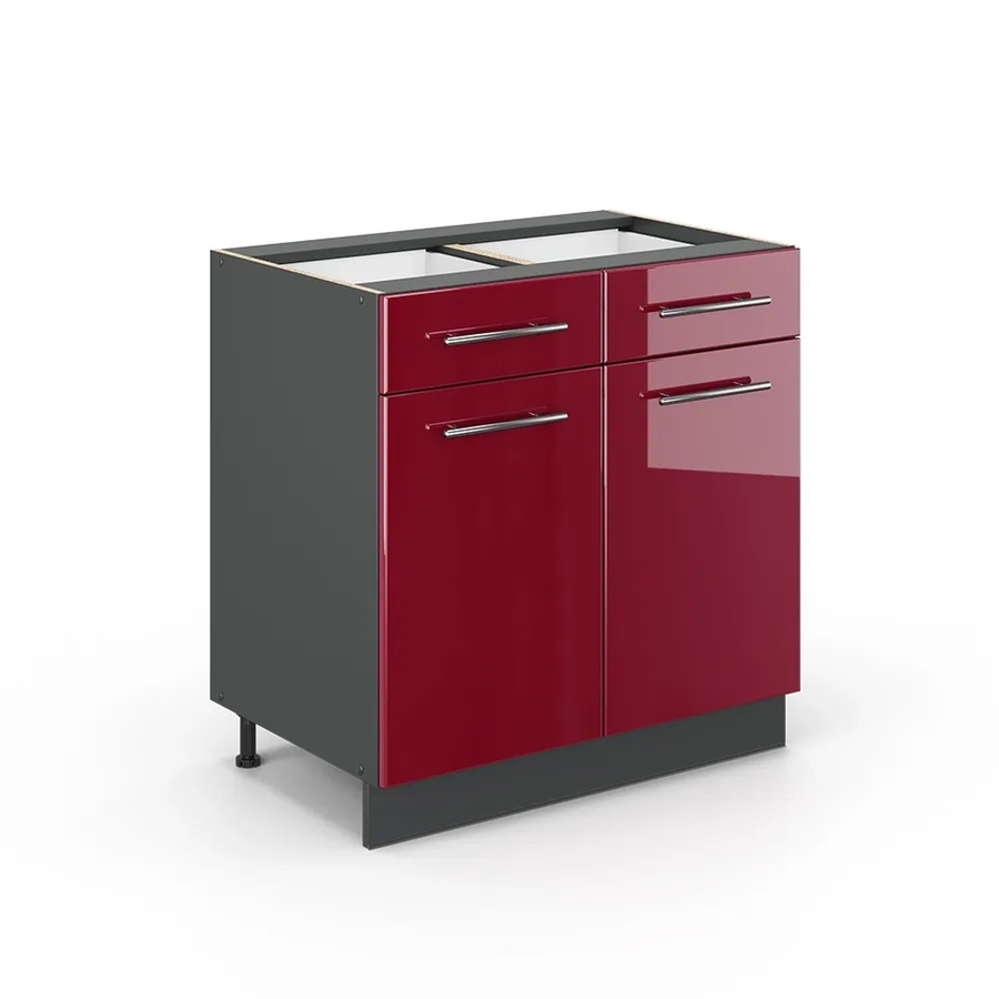 Vicco Küchenunterschrank Fame-Line in Bordeaux Hochglanz und Anthrazit ohne Arbeitsplatte, Breite: 80 cm - Bild 2