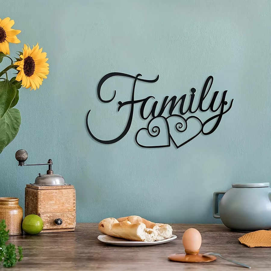 CIFBUY Familien-Wandschild aus Metall in Schwarz als dekorative Wandkunst - Bild 3