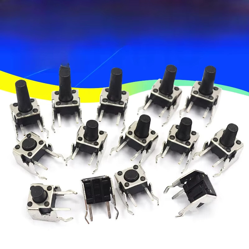 Stlxy PCB Taster Momentary Tactile Push Button Schalter mit rechtem Winkel in Schwarz, B/H/T: 6 x 6 x 4,3 mm bis 12 mm - Bild 1