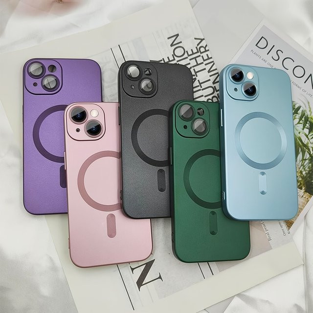 Magnetische Handyhülle für iPhone 17 16 15 14 13 12 11 mit mattem Metallic-Glanz und Kameraobjektivschutz in Pink - Bild 1