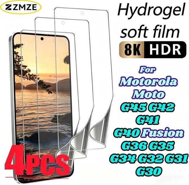 4er-Pack SnakeGlass Hydrogelfolie für Motorola Moto G45 G42 G41 G40 Fusion G36 G35 G34 G32 G31 G30 Serie, ultraklar und transparent - Bild 1