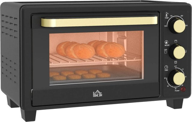 HOMCOM Minibackofen aus Metall und Glas in Schwarz mit 44 Litern Volumen, B/T/H: 32 x 32 x 28,1 cm - Bild 1