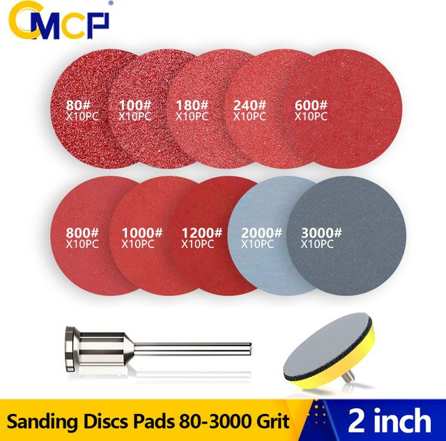 CMCP 102 Stück Schleifscheiben Pads Set mit 80-3000 Körnung für Bohrschleifer und Drehwerkzeuge, 2 Zoll - Bild 1