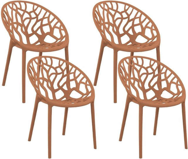 CLP 4er Set Gartenstühle Hope in Terracotta, stapelbare Outdoor-Gartensessel mit Lehnen, wetterfest und UV-beständig aus Kunststoff - Bild 1