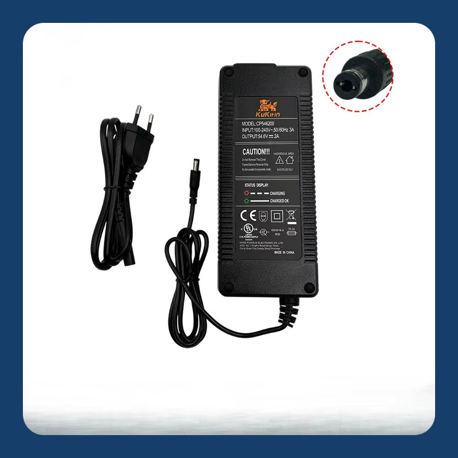 Kugoo Ladegerät für Kugoo Kukirin G2 Elektroroller Akku 54,6V 2,0A Schwarz - Bild 3