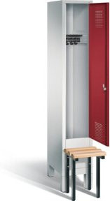 C+P Garderobenschrank Evolo mit Front in Rubinrot und Korpus in Lichtgrau, Gestell Schwarzgrau, H x B x T: 185 x 32 x 81,5 cm - Bild 1