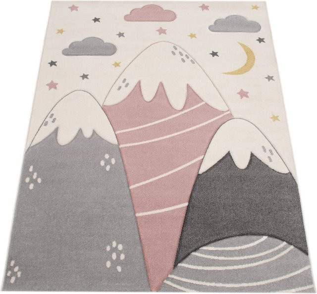 Kinderteppich Kosmos in Pink und Multicolour mit Hoch-Tief-Effekt, B/T: 140 x 200 cm - Bild 1