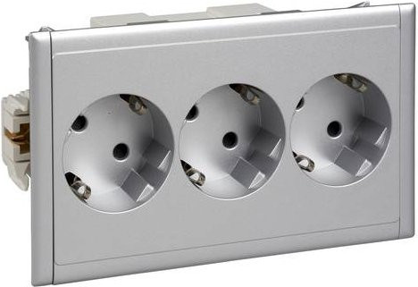 Schneider Electric 5940111 Einbaudose mit 3-fach Steckdose in Weiß und Silber - Bild 1