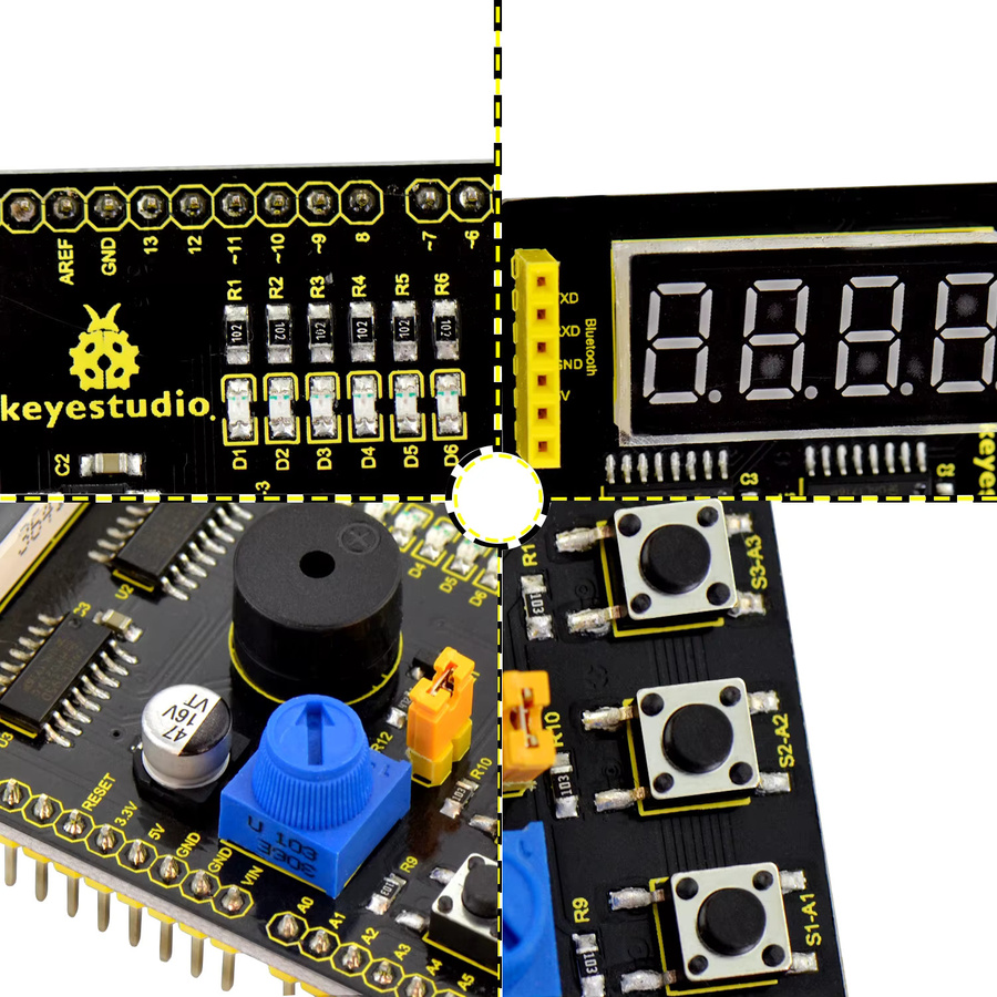 Keyestudio Mehrzweckschild V1 V2 in Schwarz für Arduino UNO R3 und MEGA2560 Entwicklungsboards für deine DIY-Experimente - Bild 3