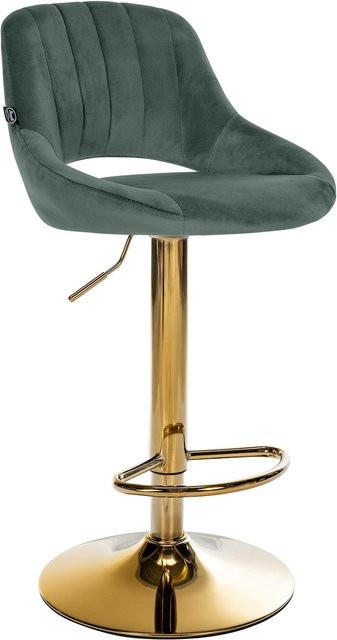 CLP Barhocker Milet höhenverstellbar mit Lehne, gepolsterter Barstuhl mit Samtbezug und drehbarem Metallgestell - Bild 1