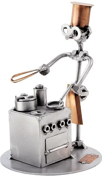 Schraubenmännchen Koch von Hinz & Kunst aus Metall in Gold oder Silber - Bild 1
