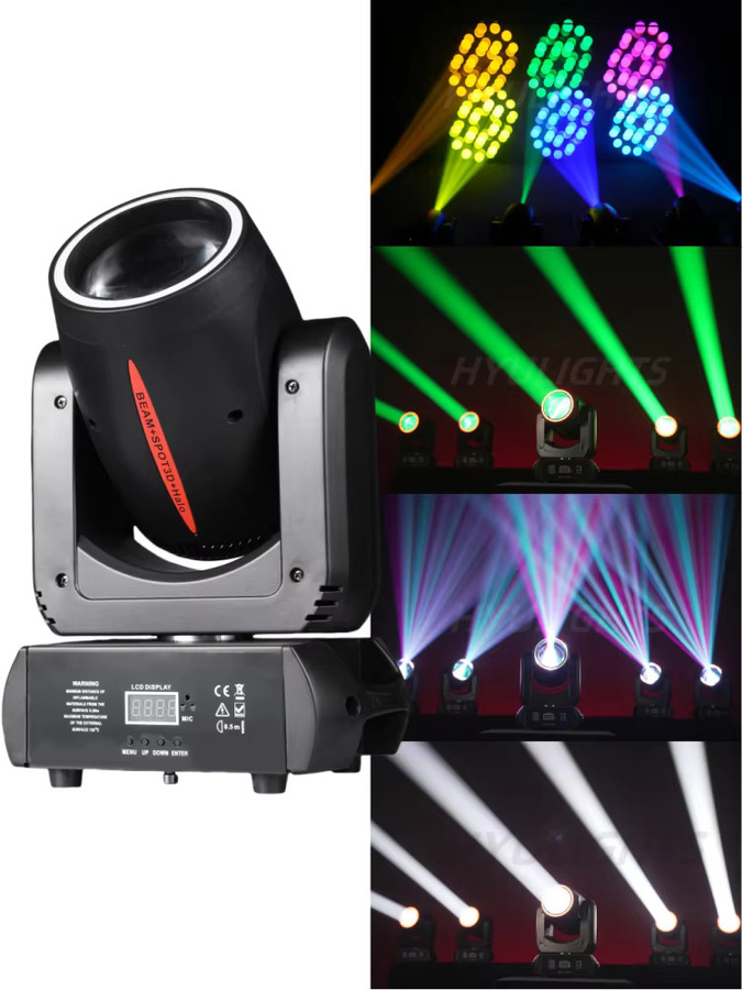 HYULIGHTS Mini LED Moving Head Bühnenbeleuchtung mit 180W, Beam, 3D-Spot und Halo-Effekt, 8 Farben, 8 Gobos und 18 rotierenden Prismen in Schwarz - Bild 6