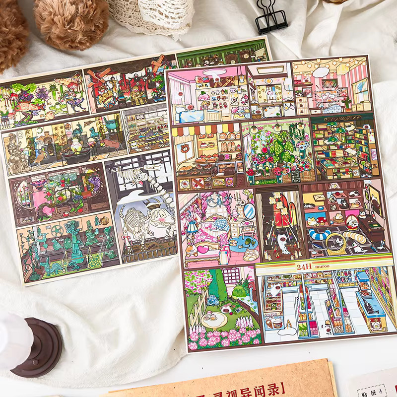 Kawaii DIY 3D Landschaftsaufkleber Strange Tales Museum Szene Set, Mehrfarbig - Bild 4