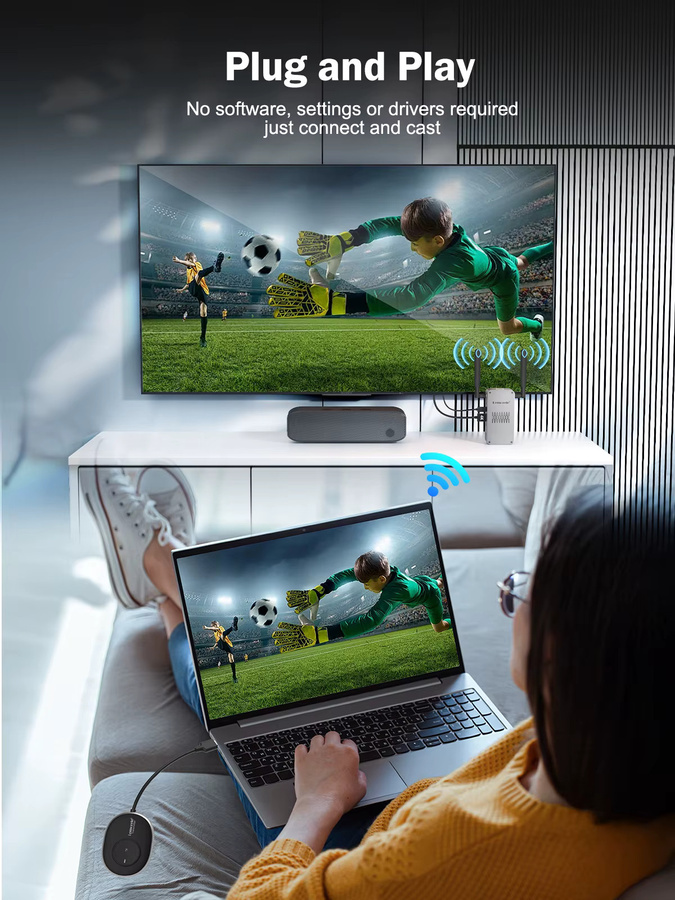 Lemorele Kabelloser HDMI-Sender und VGA/HDMI-Empfänger Video-Extender Display-Adapter für PC, TV und Projektor - Bild 5