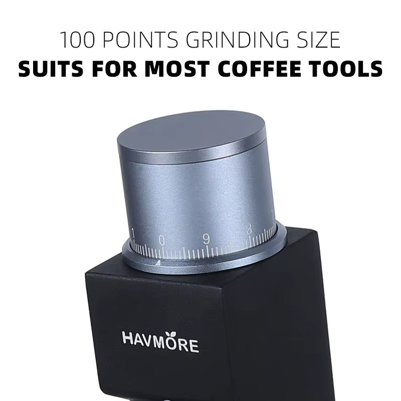 HAVMORE Tragbare Kaffeemühle mit CNC-konischen Mahlscheiben und externer Einstellung in Schwarz - Bild 3