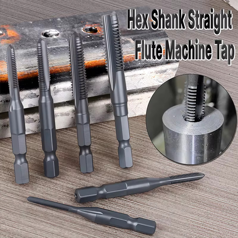 3er Set Gewindebohrer mit Sechskantschaft und gerader Nut aus HSS-Cobalt, Titannitrid beschichtet, für Metallgewinde, M3 bis M10 - Bild 3