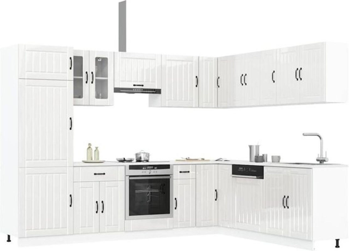 14-tlg. Küchenschrank-Set Lucca im Landhausstil von Vidaxl, Hochglanz-Weiß, Holzwerkstoff - Bild 1