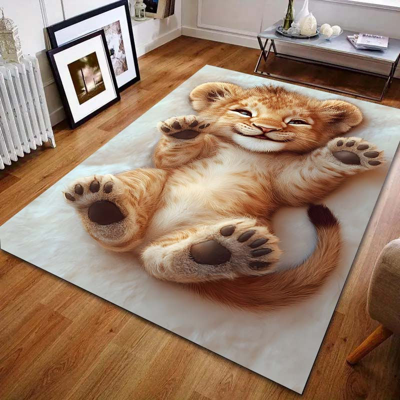 UQIDEHOME Teppich mit Löwenmuster in Beige, weiche Bodenmatte aus Kunstfell für Wohnzimmer und Schlafzimmer, B/T: 60 x 40 cm - Bild 5