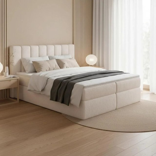 Bessagi Home Boxbett Mala in Creme mit Topper, B/T: 180 x 200 cm - Bild 1