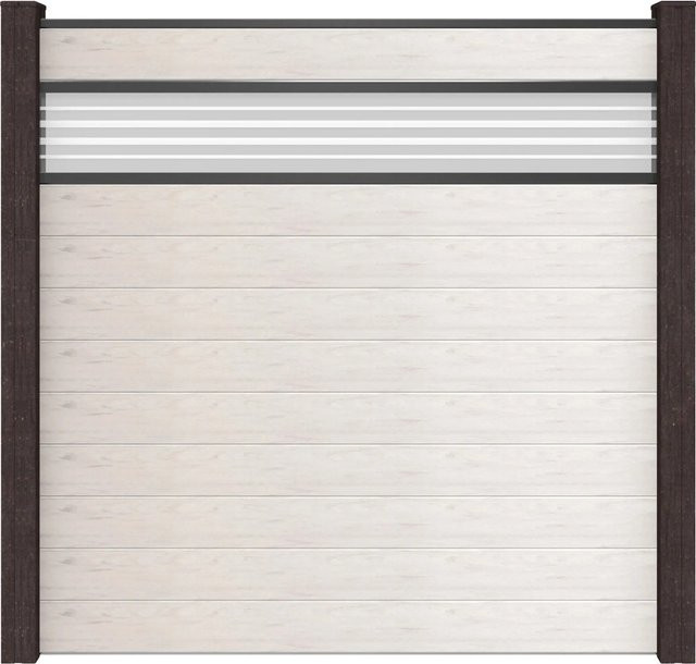 GroJa Steckzaun Solid mit Glas-Design Einsatz in Bi-Color Sand, B/H/T: 180 x 180 x 1,9 cm - Bild 1