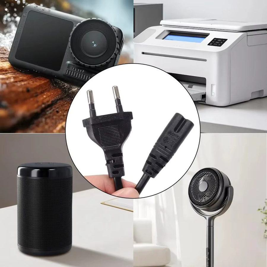 BAPPSUS 2-poliges Netzkabel C7 mit EU-Stecker in Schwarz für PS5, PS4, Xbox, Computer und TV - Bild 4