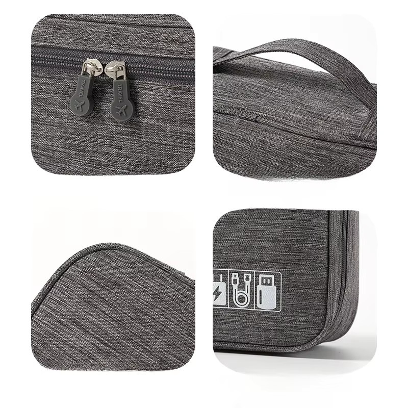 NNBILI Multifunktionale digitale Reisetasche mit großer Kapazität und separaten Fächern für USB-Zubehör in Schwarz und Grau - Bild 3