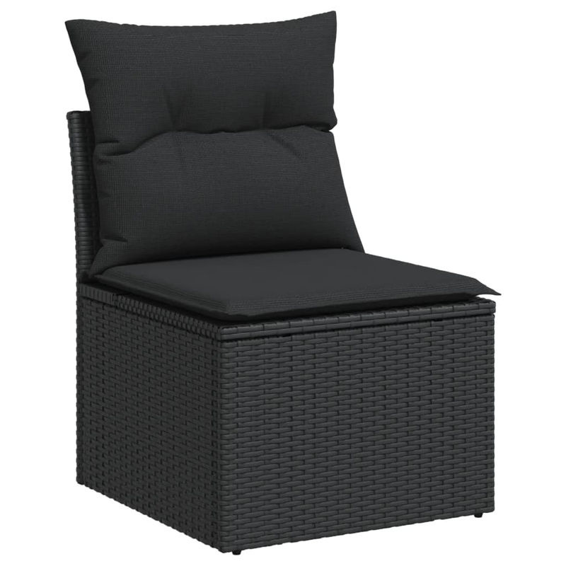 Vidaxl Garten-Sitzgruppe aus schwarzem Rattan mit Kissen im modernen Design für Erwachsene - Bild 2