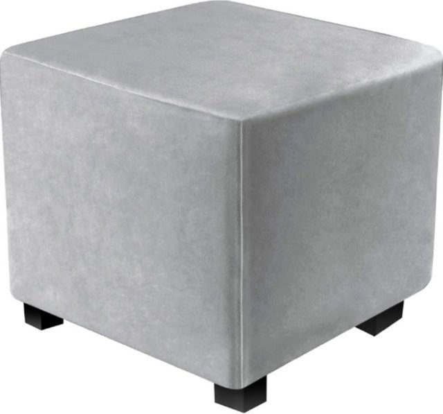 Yiran Furniture Eck-Ottomanenbezug aus dehnbarem Samt in Grau, Waschbarer Hockerbezug für Bankhocker - Bild 1