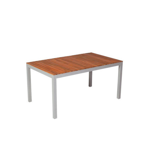 Merxx Gartenmöbelset Siena 5-teilig mit Tisch und 4 Stapelsesseln aus Aluminium, Akazienholz und Textil, B/T: 150 x 90 cm, silberfarben - Bild 2