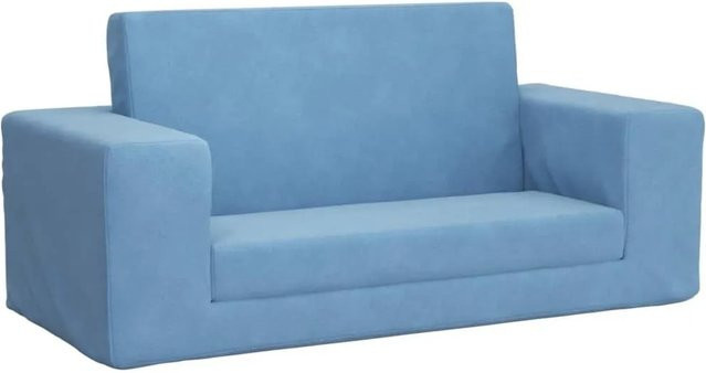 vidaXL Kinder-Schlafsofa 2-Sitzer aus blauem Samt mit Armlehnen B/T/H: 84 x 38 x 34 cm - Bild 1