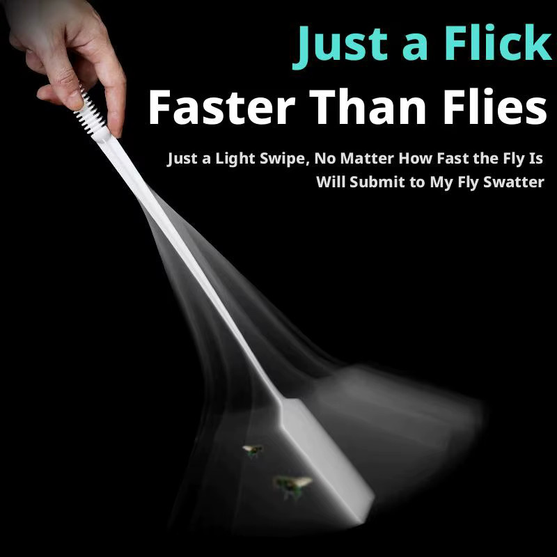Fliegenklatsche mit langem Griff aus Kunststoff zur flexiblen Schädlingsbekämpfung gegen Fliegen, Insekten und Mücken - Bild 2