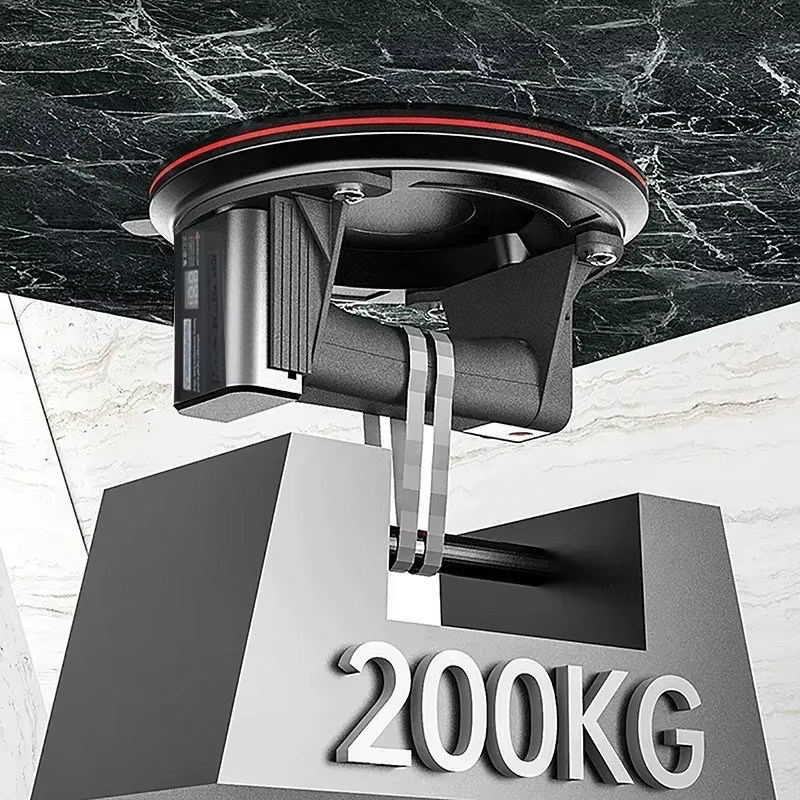 Hochwertiger 8-Zoll-Elektro-Vakuum-Saugnapf mit LED-Display und doppelschichtigem Gummi in Rot-Schwarz für Glaskeramik und Fliesen - Bild 2
