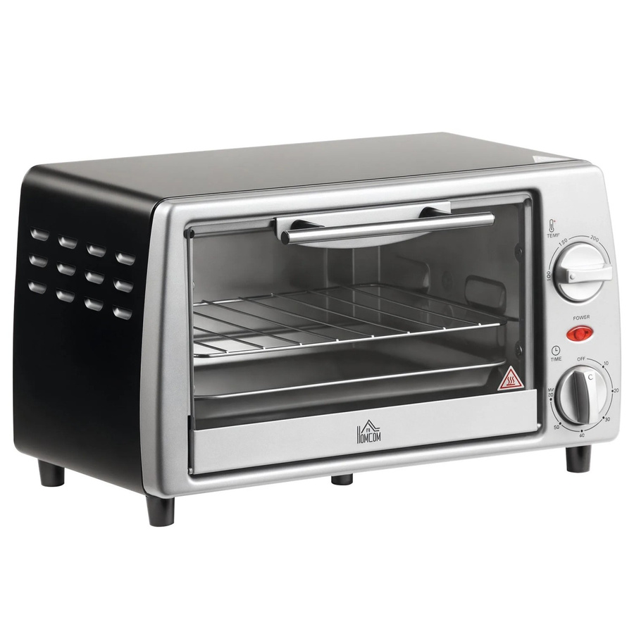 HOMCOM Minibackofen aus Metall mit gehärtetem Glas in Silber, Volumen: 36,5 l, B/T/H: 26 x 36,5 x 22 cm - Bild 2