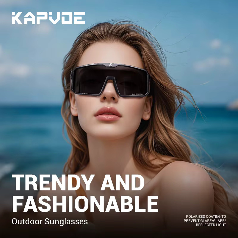 Kapvoe Sonnenbrille, Sportsonnenbrille, Vollrand, Schwarz, Damen, Kunststoff - Bild 2