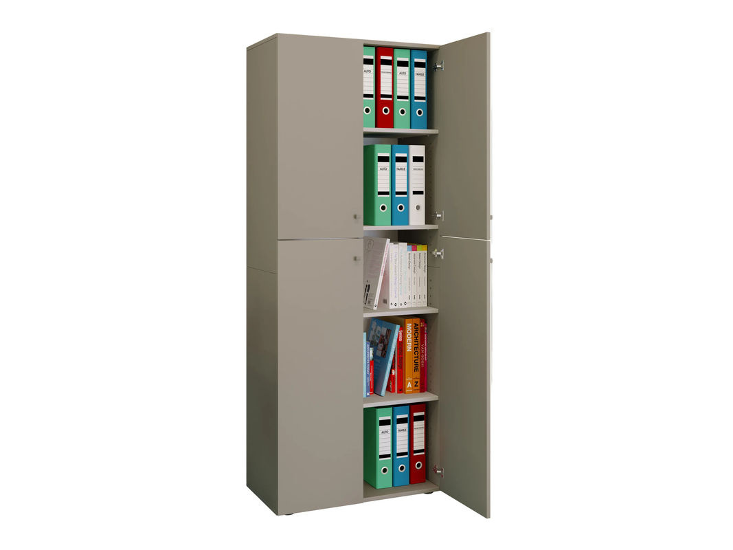 VCM Büroschrank Lona mit Drehtüren und höhenverstellbaren Fachböden, Grau, B: 70 cm, T: 40 cm, H: 178 cm - Bild 2