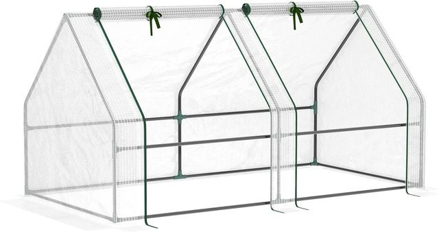 Outsunny Gewächshaus aus Stahl mit PE-Gitterfolie und 2 Rollfenstern in Weiß, B/T/H: 180 x 90 x 90 cm - Bild 1