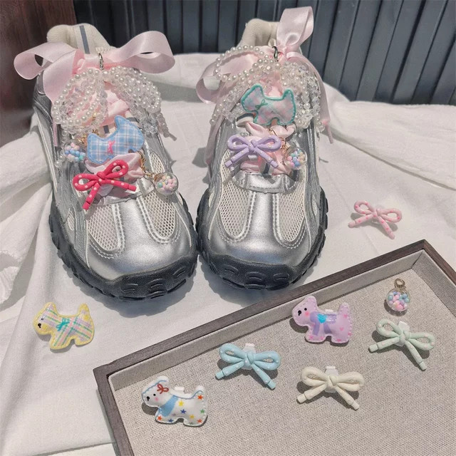 SMATLELF Schuhe Zubehör Charme, Bunte Schleife, Kristall, Perle, Cartoon Hund - Bild 1