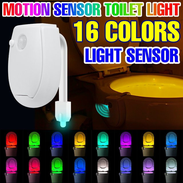 CanLing LED-Toilettenlampe mit PIR-Bewegungsmelder und RGB-Nachtbeleuchtung in Weiß, wasserdicht mit 7 Farben und 3 Modi - Bild 1