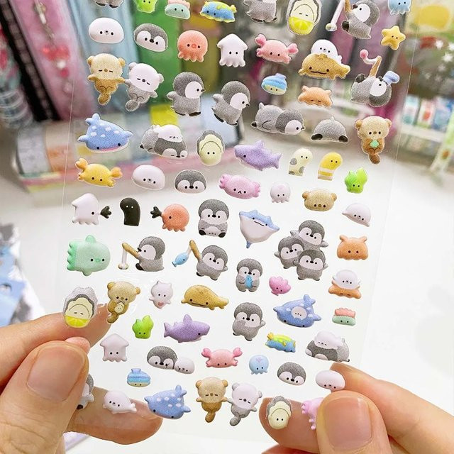 3D Kawaii Tiere Puffy Sticker mit niedlichen Cartoon Motiven für Scrapbooking und DIY Journaling in Multicolour - Bild 1