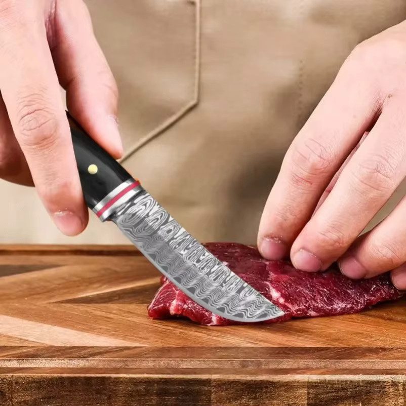 GuanQi Damaskus-Küchenmesser mit Lasermuster und farbigem Holzgriff für Fleisch, Fisch und Gemüse - Bild 3