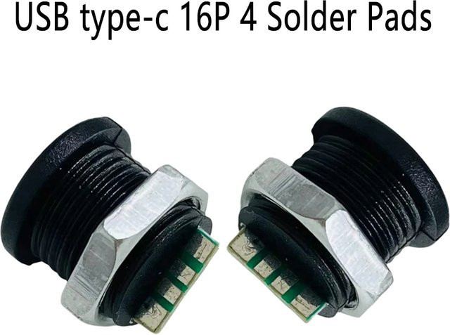 ChengHaoRan USB-C Weibliche Buchse mit 4 Lötpads für Schnellladefunktion, Farbe: Schwarz - Bild 1