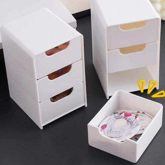 SnazzyHub Modulare Desktop-Aufbewahrungsbox mit 3 Schubladen, weiß - Bild 3