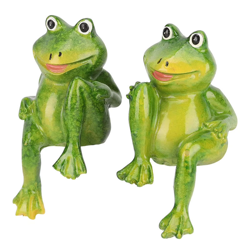 Fdit Garten Deko Frosch Skulptur aus Kunstharz in Grün als Outdoor Ornament für Rasen und Home Desk - Bild 2